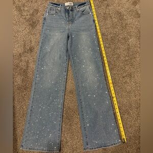 Fashion Nova Rhinestone Wide Leg Jeans